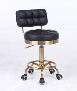 Pracovní židle / taburet LEON na zlaté podstavě - černá