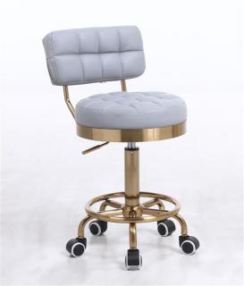 Pracovní židle / taburet LEON na zlaté podstavě - šedá