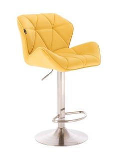Velurová barová židle MILANO - žlutá
