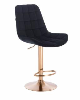 Velurová barová židle PARIS - černá na zlaté podstavě