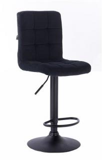 Velurová barová židle TOLEDO na černé podstavě - černá