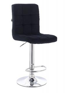 Velurová barová židle TOLEDO na stříbrné podstavě - černá