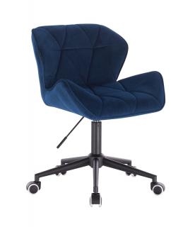 Velurová kosmetická židle MILANO na černé kolečkové podstavě - modrá