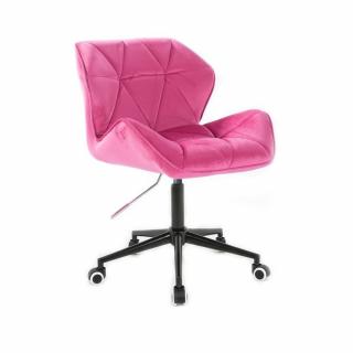 Velurová kosmetická židle MILANO na černé kolečkové podstavě - růžová