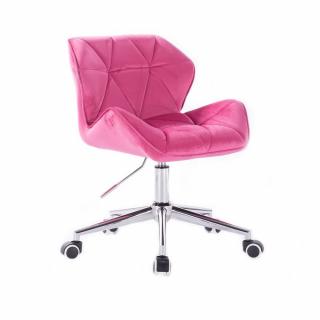 Velurová kosmetická židle MILANO na kolečkách - růžová