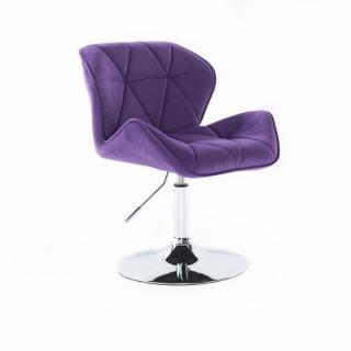 Velurová kosmetická židle MILANO na kulaté podstavě - fialová