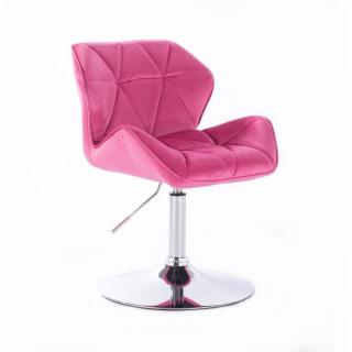 Velurová kosmetická židle MILANO na kulaté podstavě - růžová