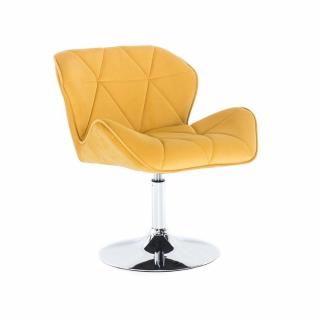 Velurová kosmetická židle MILANO na kulaté podstavě - žlutá