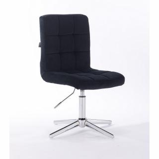 Velurová židle na čtyřramenné podstavě TOLEDO - černá