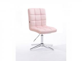 Velurová židle na čtyřramenné podstavě TOLEDO - světle růžová