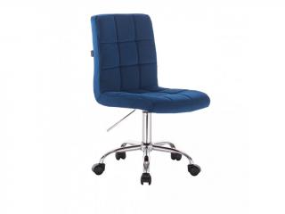 Velurová židle na kolečkách TOLEDO - modrá