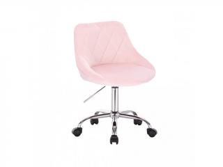 Velurová židle na podstavě s kolečky SALVADOR - pudrově růžová