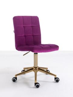 Velurová židle na zlaté kolečkové podstavě TOLEDO - fialová