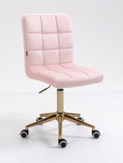 Velurová židle na zlaté kolečkové podstavě TOLEDO - světle růžová