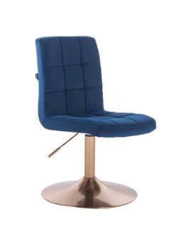 Velurová židle na zlaté kulaté podstavě TOLEDO - modrá
