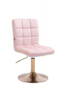 Velurová židle na zlaté kulaté podstavě TOLEDO - světle růžová