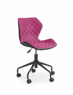 Židle MATRIX na černé kolečkové podstavě - černá/růžová