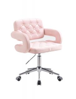 Židle na kolečkách Stockholm - světle růžový velur