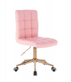 Židle TOLEDO na zlaté kolečkové podstavě - růžová