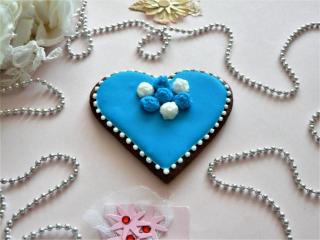 Srdce modré s květinami III