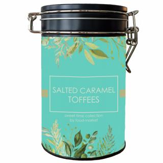 anglické karamelové bonbóny s mořskou solí SALTED CARAMEL TOFFEES v dárkové plechovce 250g