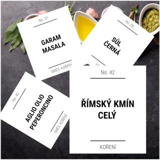 etikety na kořenky hranaté bílé - sada C (60 ks)