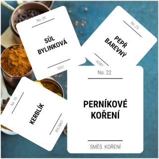 etikety na kořenky hranaté s kulatým rohem bílé - sada B (30 ks)