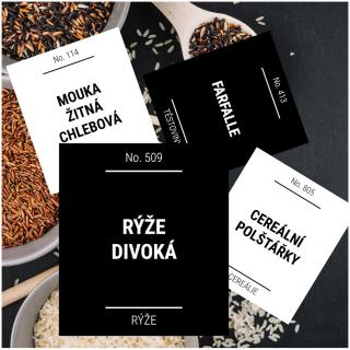 etikety na potravinové dózy velké hranaté 36 ks (sada C)