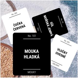 etikety na potravinové dózy velké hranaté bílé 36 ks (sada A)