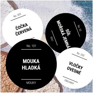 etikety na potravinové dózy velké kulaté 36 ks (sada A)