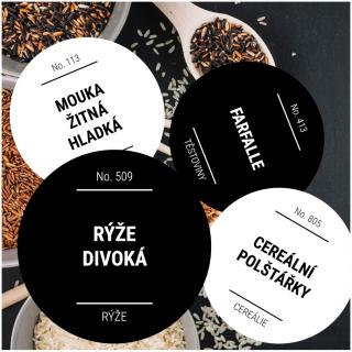 etikety na potravinové dózy velké kulaté 36 ks (sada C)
