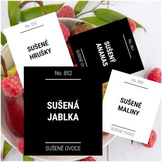 etikety na potraviny hranaté SUŠENÉ OVOCE (12 ks)