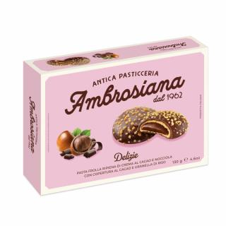 sušenky s kakaovo-oříškovou náplní v čokoládě 130g od Dolciaria Ambrosiana