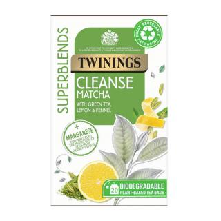 TWININGS - čaj SUPERBLENDS CLEANSE MATCHA se zeleným čajem, citrónem a fenyklem (20 sáčků)
