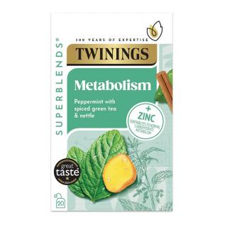 TWININGS - čaj SUPERBLENDS METABOLISM s mátou, zeeleným čajem a kopřivou (20 sáčků/40g)