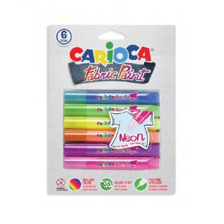 Barvy na textil CARIOCA s 3D efektem, 6ks neonové