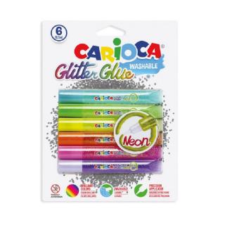 CARIOCA glitrové lepidlo se třpytkami 6x10,5ml, neonové