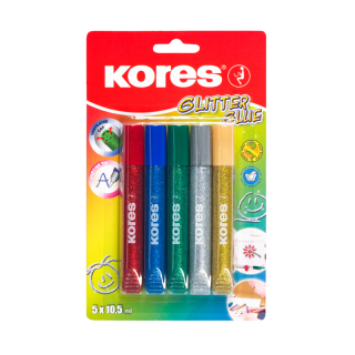 KORES glitrové lepidlo se třpytkami 5x10,5ml, metalické