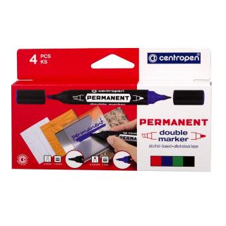 Permanentní popisovač CENTROPEN 1666/4, oboustranný 4ks