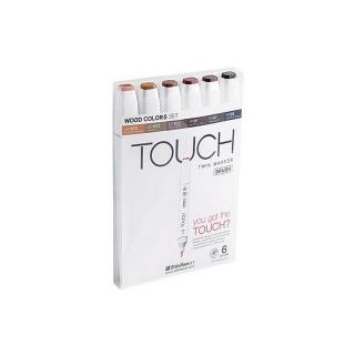 Touch Twin Brush Marker 6ks, tóny dřeva