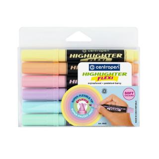 Zvýrazňovač silný FLEXI CENTROPEN 8542/6, 6ks pastelový