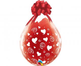 Balón latex 45 cm - transparentní - srdíčka a spirály - k plnění dárků - 1 ks