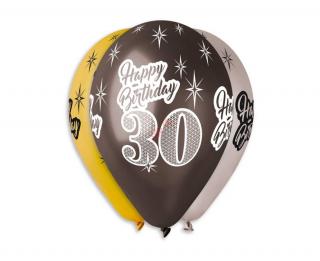 Balónky metalické 30 let , Happy Birthday - narozeniny - mix barev - 30 cm (6 ks)