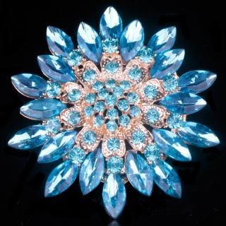 Brož květ, vykládaná skleněnými krystaly / G7 (Nádherná brož Nádherná brož vykládaná skleněnými krystaly)