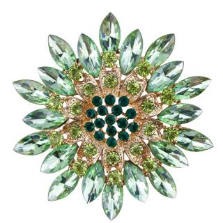 Brož květ, vykládaná skleněnými krystaly / G8 (Nádherná brož Nádherná brož vykládaná skleněnými krystaly)