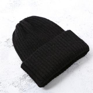 Černá zimní pletená čepice bez bambule nebo s bambulí A20/7 (Dámská / pánská vlněná unisex teplá čepice)