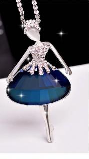Módní dlouhý náhrdelník, řetízek s přívěskem BALETKA/20 (Luxusní dlohý řetízek s přívěškem, dlouhý náhrdelník)