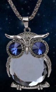 Módní dlouhý náhrdelník, řetízek s přívěskem velká sova /43 (Luxusní dlohý řetízek s přívěškem, dlouhý náhrdelník )