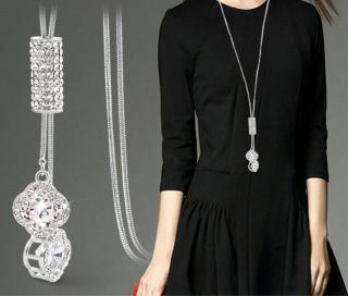 Módní dlouhý posuvný náhrdelník, řetízek s přívěskem /18 (Luxusní dlohý řetízek s přívěškem, dlouhý náhrdelník)