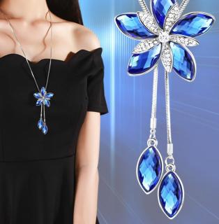 Módní dlouhý posuvný náhrdelník, řetízek s přívěskem /73 (Luxusní dlohý řetízek s přívěškem, dlouhý náhrdelník)